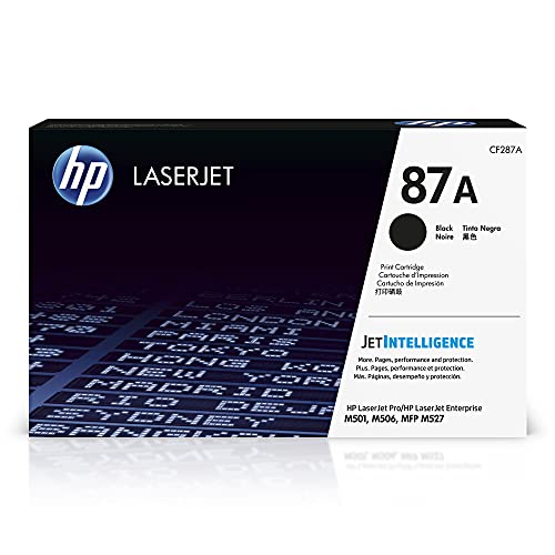 HP 87A Black Toner Cartridge | Works with HP LaserJet Enterprise M506 Series, HP LaserJet Enterprise MFP M527 Series, HP LaserJet Pro M501 Series | CF287A