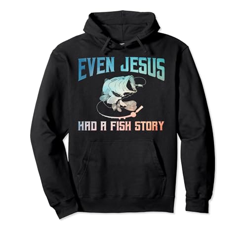 Funny Jesus Fish Art For Men Women Fisherman Fisher Fishing Pullover Hoodie