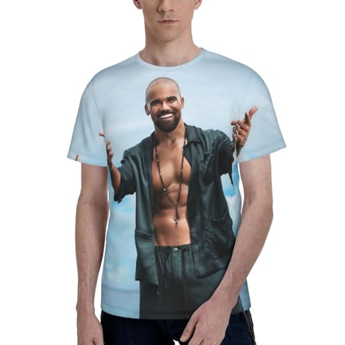 fsem Shemar Moore T Shirt Man's Fashion Soft Short Sleeve Crew Neck Tee Clothes Casual Basic Tee Shirt Medium Black