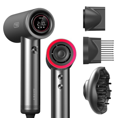TYMO Hair Dryer with Diffuser for Curly Hair, 1500W Professional High Speed Ionic Blow Dryer with Comb, 110,000RPM Fast Dry, 4 Temps & 3 Speeds, with 8 Ft Cord