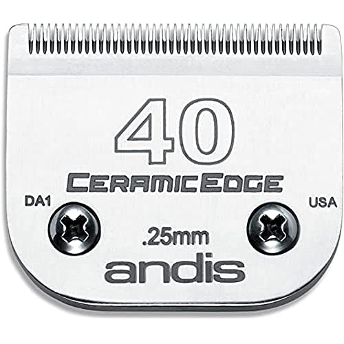 Andis – 64265, Ceramic Edge Detachable Pet Clipper Blade – Comprised of Carbon-Infused Steel, Exclusive Hardening Process - for AGC, BG, DBLC, FHC & BDC Series - 1/100' (0.25mm) Cut Length, Chrome