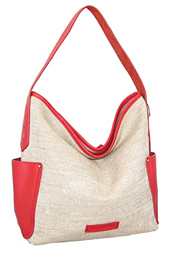 Nino Bossi Handbags Caprice LinenLeather Hobo (Coral)
