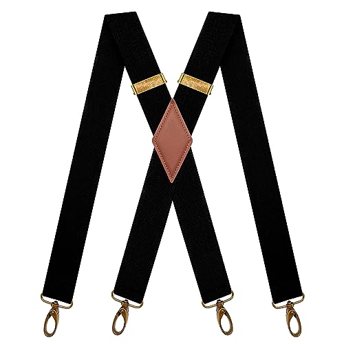 MENDENG MenBlack Suspenders for Heavy Duty Swivel Hooks X-Back Adjustable Brace