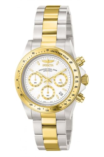 Invicta Men's Speedway 39.5mm Steel and Gold Tone Stainless Steel Chronograph Quartz Watch, Two Tone/White (Model: 9212)