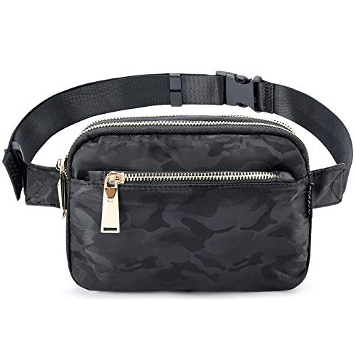 ZORFIN Fanny Packs for Women Men, Cross Body Fanny Pack Belt Bag for Women with Adjustable Strap, Fashion Waist Packs for Workout/Running/Hiking (Camo Black)