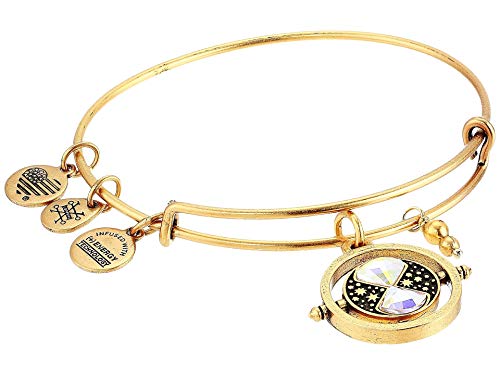 Alex and Ani Harry Potter Time Turner Expandable Charm Bangle Bracelet, Rafaelian Gold Finish, Adorned with Crystals, 2 to 3.5 in