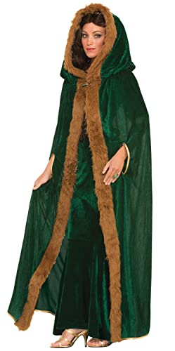 Forum Novelties Women's Medieval Fantasy Faux Fur Trimmed Cape, Green, One Size
