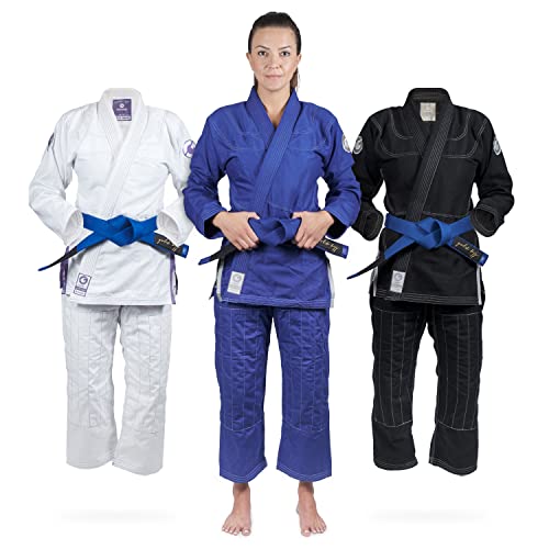 Gold BJJ Jiu Jitsu Gi - Ultra Light Women's Aeroweave - IBJJF Competition Approved Lightweight Uniform for Women (Blue, F1)