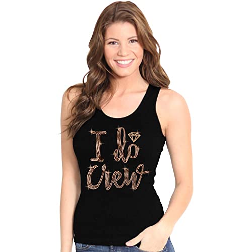 Bachelorette Shirts - Rose Gold Diamond I Do Crew Tank Top - Bridal Party Tanks - X-Large - Black