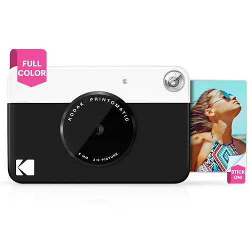 KODAK Printomatic Full-Color Instant Print Digital Camera - Colorful Photos On Zink 2x3' Sticky-Back Photo Paper - 5MP, Portable, Creative Fun Gift for Birthday, Christmas, Holiday - Black