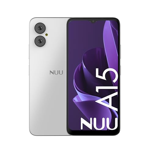 NUU A15 Cell Phone 4GB + 128GB, Compatible with Mint, Metro, T-Mobile, Qlink and More, Perfect for Teenagers, Dual SIM 4G, Octa-Core Helio G36 2.2GHz 6.5' HD+, Android 13, White, US Warranty