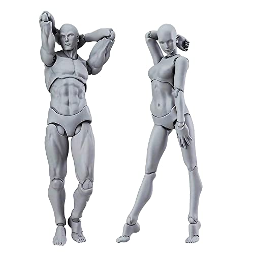 Artists Manikin Blockhead Jointed Mannequin Drawing Figures,Small Figure Model for Sketching, Painting, Drawing, Artist Male+Female Set