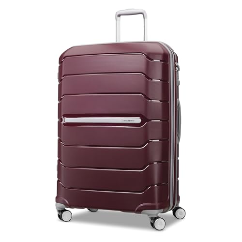 Samsonite Freeform Hardside Expandable with Double Spinner Wheels, Checked-Large 28-Inch, Merlot