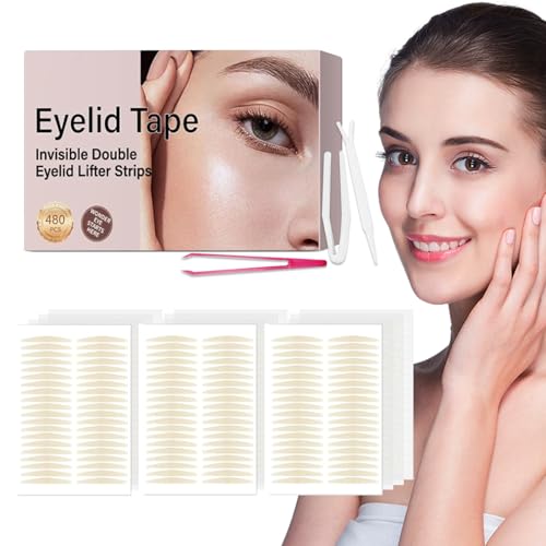 Eyelid Lifter Strips-480PCS Eyelid Tape-Eyelid Tape for Hooded Eyes Invisible-Instant Surgery-Free Eye Lift for Uneven or Single Eyelids, Say Goodbye to the Hood, Sagging Eyelids
