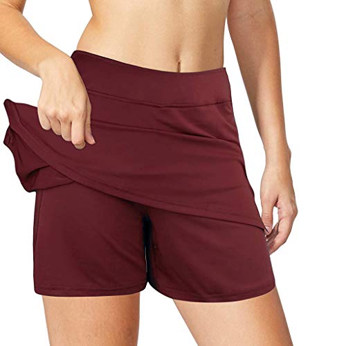 Bblulu Athletic Skirts for Women, 2 in 1 Workout Running Tennis Skort with Pockets, 4 Way Stretch Comfy Golf Active Skirts