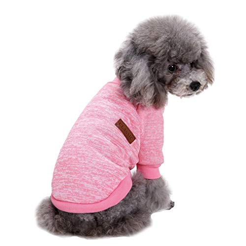 Jecikelon Pet Dog Clothes Dog Sweater Soft Thickening Warm Pup Dogs Shirt Winter Puppy Sweater for Dogs (Pink, XXS)