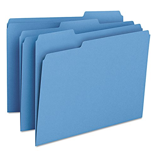 Smead Standard File Folders, 100 Count, Blue, 1/3-Cut Tabs, Letter Size (12043)