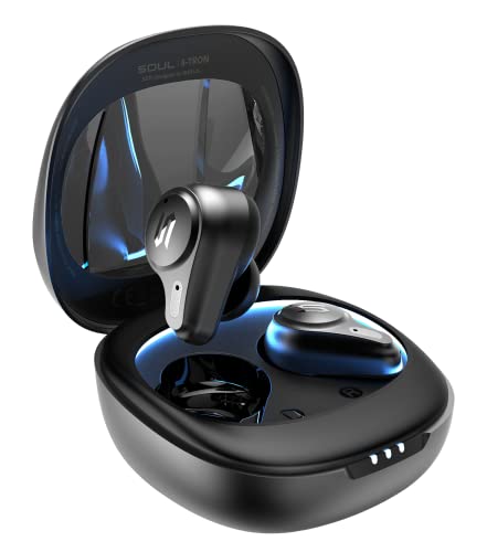 New Soul S-TRON True Wireless Earbuds - 65ms Ultra Low-Latency Gaming Headphones with LED Light Ring and Bluetooth 5.3 for Game Music Audio (Graphite)