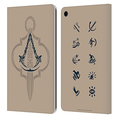 Head Case Designs Officially Licensed Assassin's Creed Crest Hidden Blade Graphics Leather Book Wallet Case Cover Compatible with Fire HD 8 (2015) (2017) (2018)