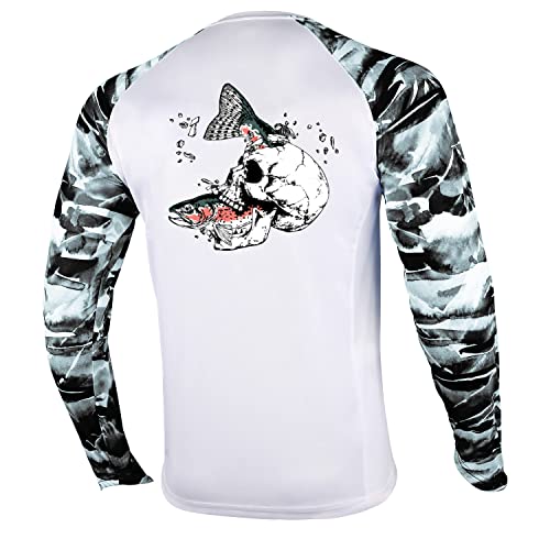 Palmyth Fishing Shirt for Men Long Sleeve Sun Protection UV UPF 50+ T-Shirts with Pocket (Trout Crushing, Large)