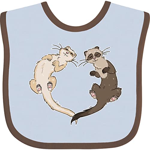 inktastic Cute Ferret Heart Baby Bib Blue and Chocolate 39ccc