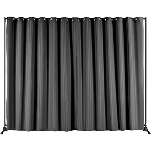 VEVOR Room Divider, 8 ft x 10 ft Portable Panel Room Divider with Wheels Curtain Divider Stand, Room Divider Privacy Screen for Office, Bedroom, Dining Room, Study, Dark Grey