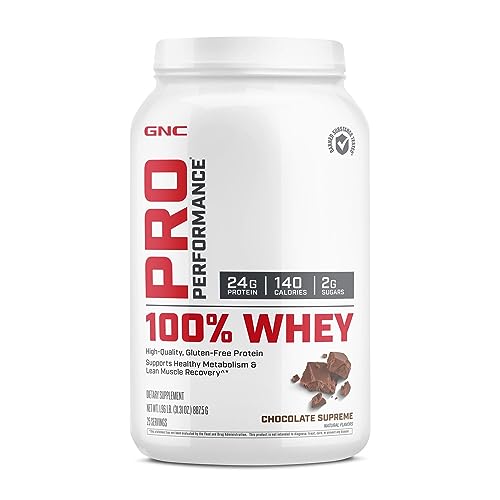 GNC Pro Performance 100% Whey Protein Powder - Chocolate Supreme, 25 Servings, Supports Healthy Metabolism and Lean Muscle Recovery