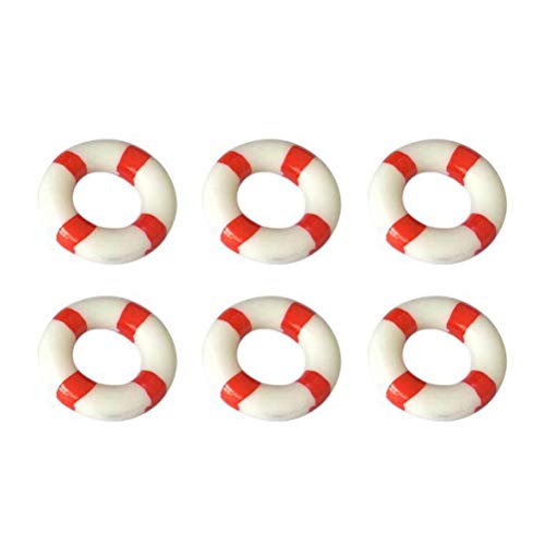 Amosfun 10pcs Mini Life Ring Decorations Landscape Swim Ring Buoy Nautical Decor (Random Color)