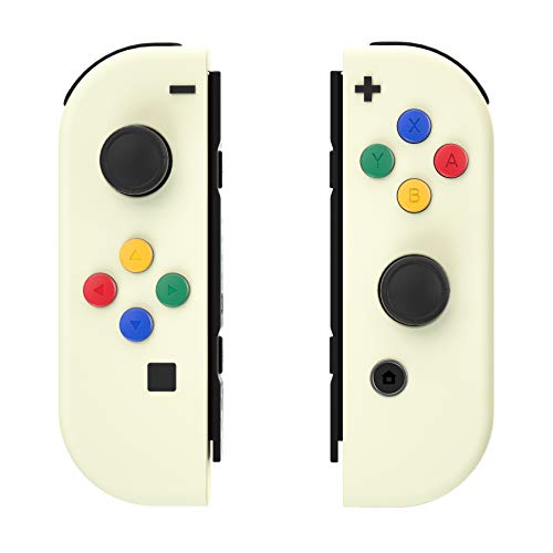 eXtremeRate DIY Replacement Shell Buttons for Nintendo Switch & Switch OLED, Light Cream Custom Soft Touch Housing with Corlorful Button for Joycon Handheld Controller - Console Shell NOT Included