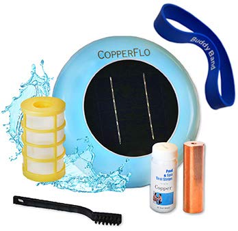 CopperFlo Solar Pool Ionizer | Copper Ionization - Eliminate Algae | High Efficiency Ionizer for Pool | Keeps Pool Cleaner and Clear, 85% Less Chlorine | Solar Pool Cleaner | Up to 45,000 Gal
