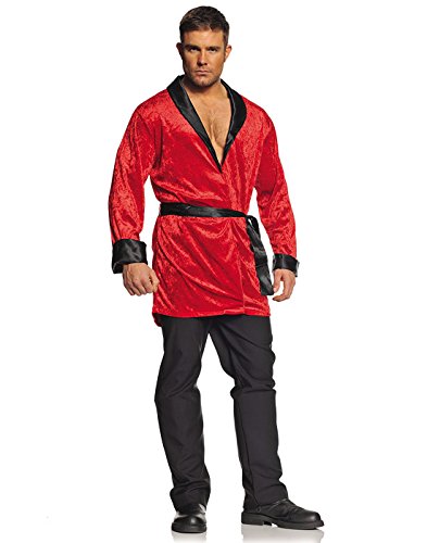 Underwraps Men's Plus-Size Smoking Jacket, Red/Black, XX-Large