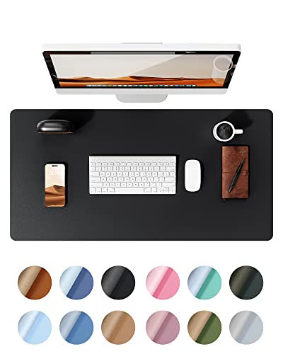 YSAGi Leather Desk Pad Protector, Office Desk Mat, Large Mouse Pad, Non-Slip PU Leather Desk Blotter, Laptop Desk Pad, Waterproof Desk Writing Pad for Office and Home (Black, 23.6' x 13.8')