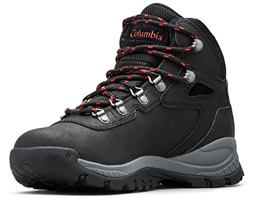 Columbia womens Newton Ridge Plus Waterproof Hiking Boot, Black/Poppy Red, 7 US