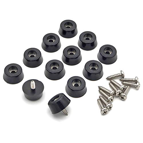 Rubber Feet for Cutting Board with Stainless Screws, 12 Pieces Non Slip Rubber Bumper Feet for Electronics 13/16' W x 3/8' H