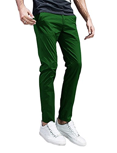 Match Mens Slim-Tapered Flat-Front Casual Pants, 8105 Grass Green, 34W x 31L