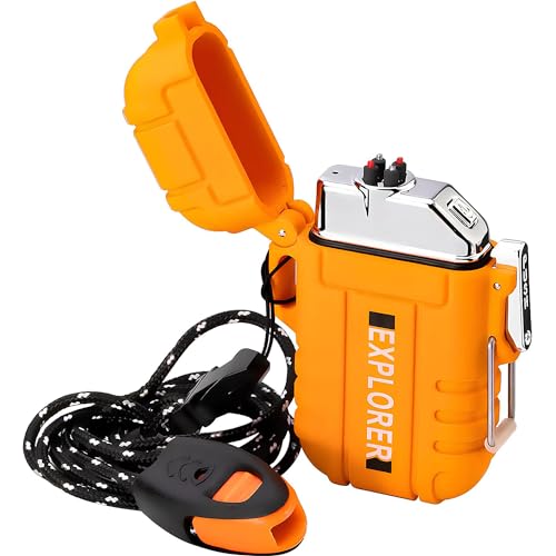 ELK USB Rechargeable Dual Arc Plasma Lighter - Waterproof, Windproof and Portable Electric Lighter with Emergency Whistle for Outdoor Adventures, Survival, Tactical and Camping