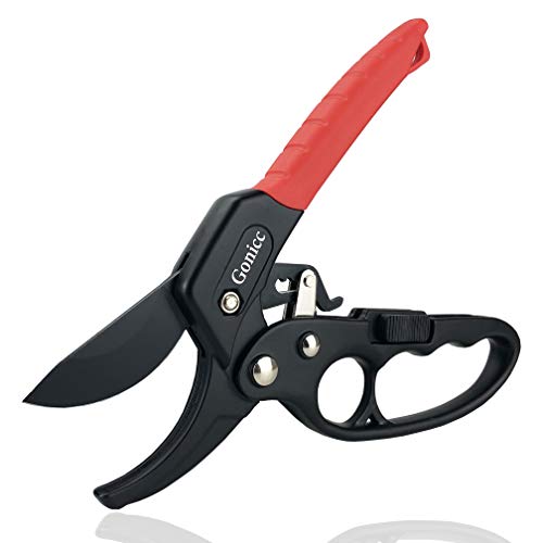 gonicc 8' Professional Ratchet Anvil Pruning Shears (GPPS-1011), Ratcheting Mechanism, Anvil groove design, Reinforced Design Handle, Garden Shears Clippers, Anvil Pruner, Hand Tools Scissors Loppers
