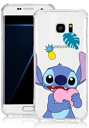 STSNano TPU Heart Stitc Case for Samsung Galaxy S7 Edge Clear Cartoon Design Soft Cute Fun Ultra-Thin Cover Kawaii Kids Girls Animal Skin Shockproof Funny Cases for Samsung Galaxy S7 Edge