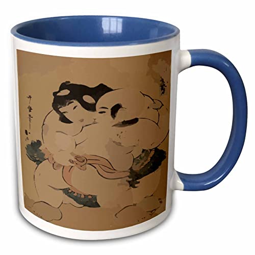 3dRose Florene - Asian Art II - Print of Woodcut Painting Of Sumo Wrestlers - Mugs (mug_204107_11)