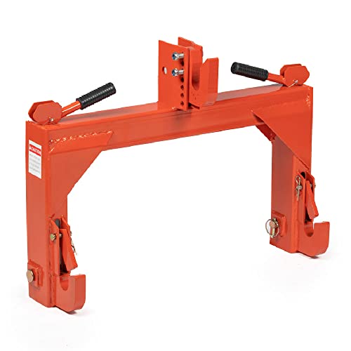 Titan Attachments 3 Point Quick Hitch Adaption to Category 1 Tractors, 3000 LB Lifting Capacity, 27.5' Between Lower Arms, 14.5' ~17.5' Level Adjustment, Orange Finish