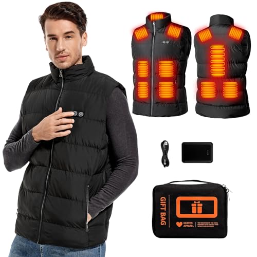 Heated Vest For Men With Battery Pack Included, Lightweight Mens Heated Vest Waterproof Insulated, Rechargeable Heated Jackets Usb Electric Smart Heating Vest, Warming Heated Vest For Hunting, Winter