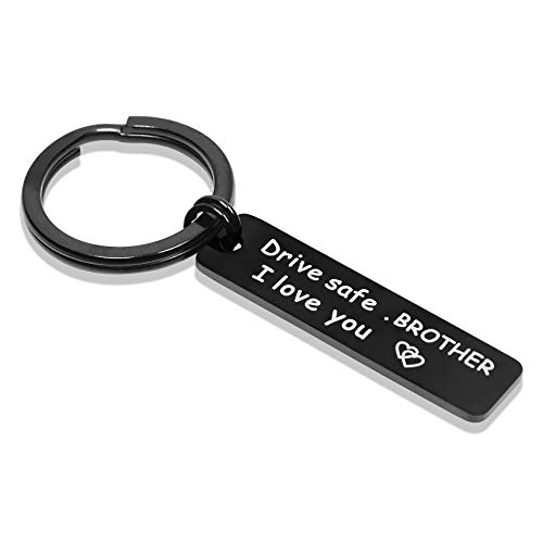 Elechobby Black Keyring Drive Safe Keychain I Love You Keychains Gift For Trucker Stocking Stuffer Brother, Medium