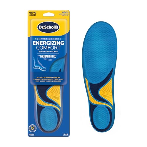 Dr. Scholl's Energizing Comfort Everyday Insoles with Massaging Gel, On Feet All-Day, Shock Absorbing, Arch Support,Trim Inserts to Fit Shoes, Men's Size 8-14, 1 Pair