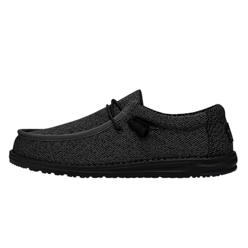 Hey Dude Men's Wally Sox Micro Total Black Size 10 | Men’s Shoes | Men's Lace Up Loafers | Comfortable & Light-Weight