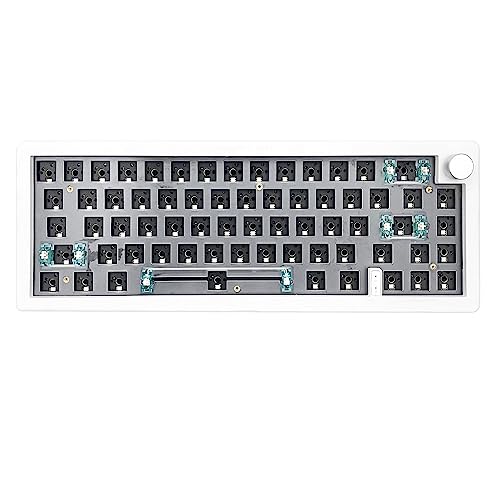 ZMX GMK67 65% RGB DIY Mechanical Keyboard,67 Keys Hot Swappable 3pin/5pin Switch,Programmable Triple Mode Bluetooth 5.0/Type-C Wired/2.4GHz Wireless Customized Keyboard Kit(White)
