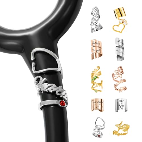 Customized Name Stethoscope ID Tag Nurse Gifts Elegant Stethoscope Charms Nursing Gifts for New Nurses Personalized Stethoscope Accessories for Women(Style 10)