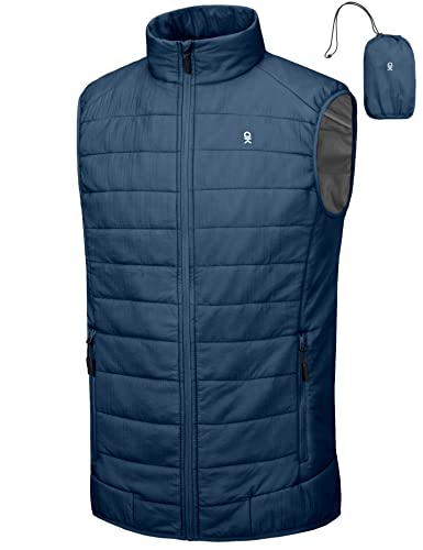 Little Donkey Andy Men's Lightweight Puffer Vest, Packable Sleeveless Jacket for Hiking Ski Walking Blue S