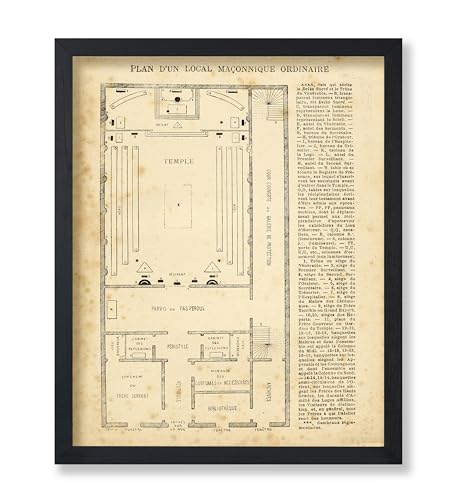 Poster Master Vintage Temple Plan Poster - Retro Masonic Print - Freemasonry Art - Scaled Diagram Art - Gift for Men & Women - Great Decor for Living Room, Bedroom or Dorm - 8x10 UNFRAMED Wall Art