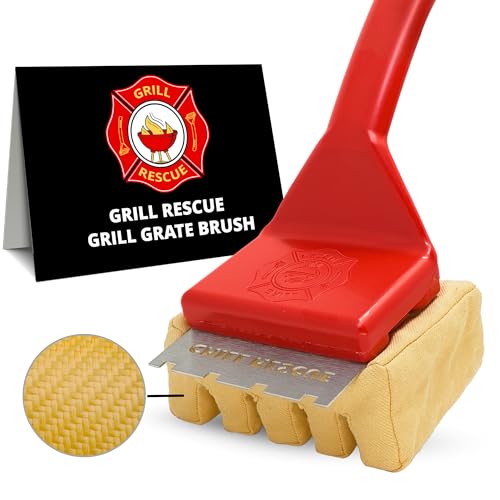 Grill Rescue BBQ Replaceable Scraper Cleaning Head, Bristle Free - Durable and Unique Scraper Tools for Cast Iron or Stainless-Steel Grates, Barbecue Cleaner (Grill Grate Brush with Scraper)