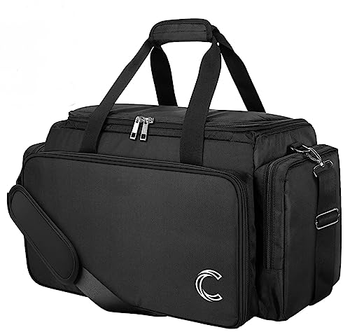 CORE V2 Barber Bag with Durable Zippers/Large Organizer Travel Tote with Adjustable Dividers and Removable Shoulder Strap, Black 16' X 9' X 10.5' (Bag Only)